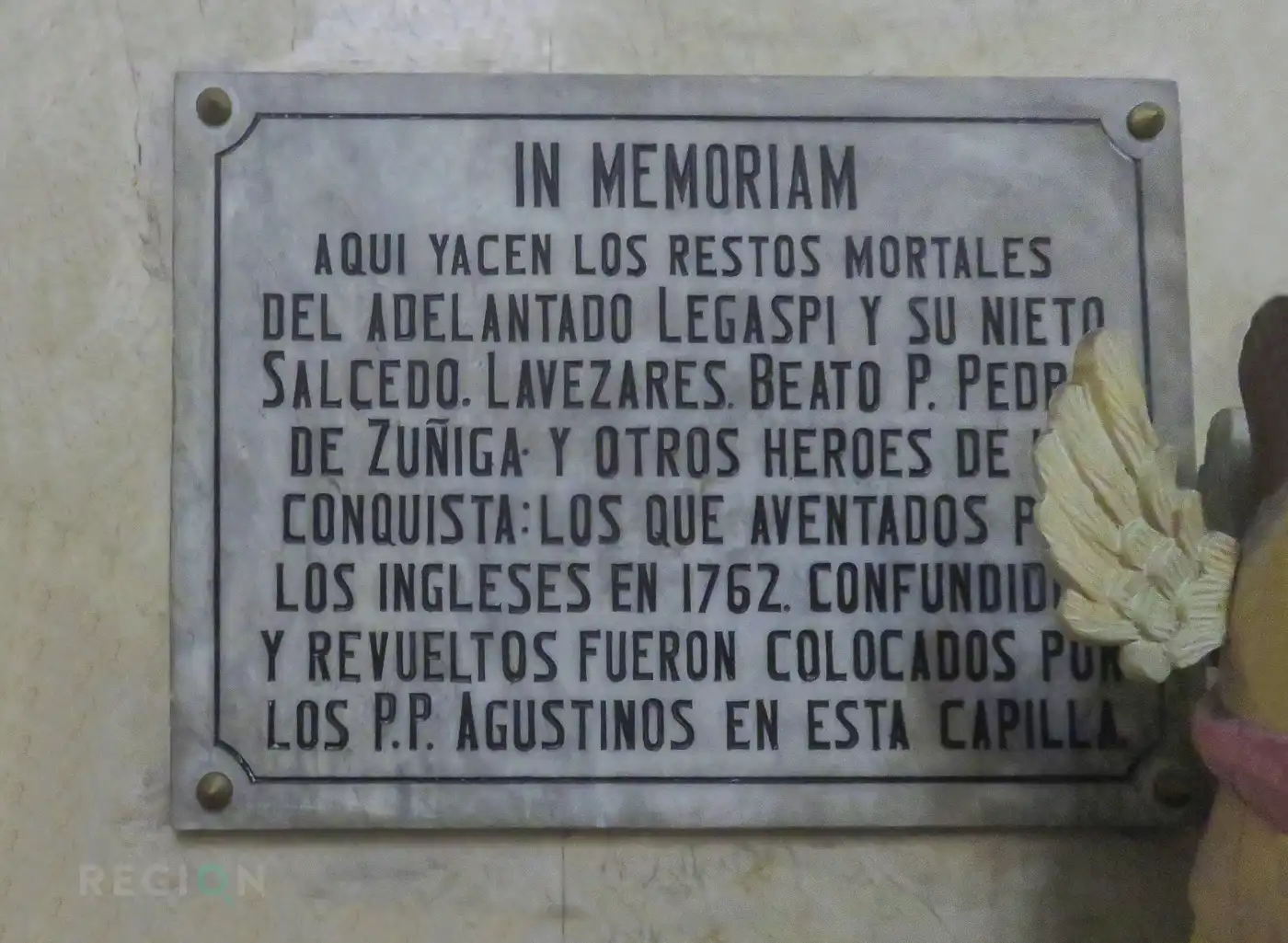 Placa fundacional de Manila en homenaje a Legazpi