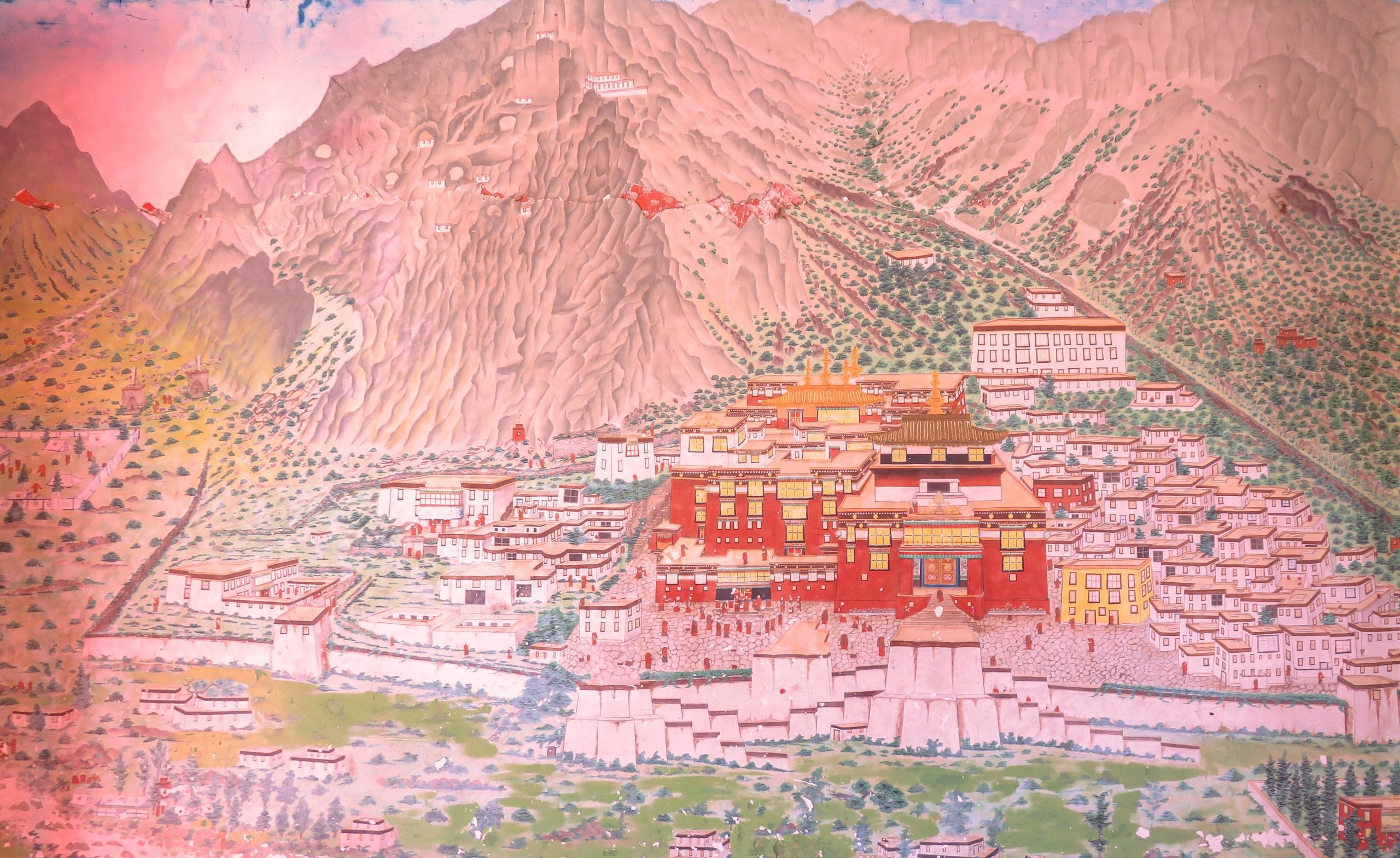 Fresco del viejo monasterio de Rumtek en Sikkim