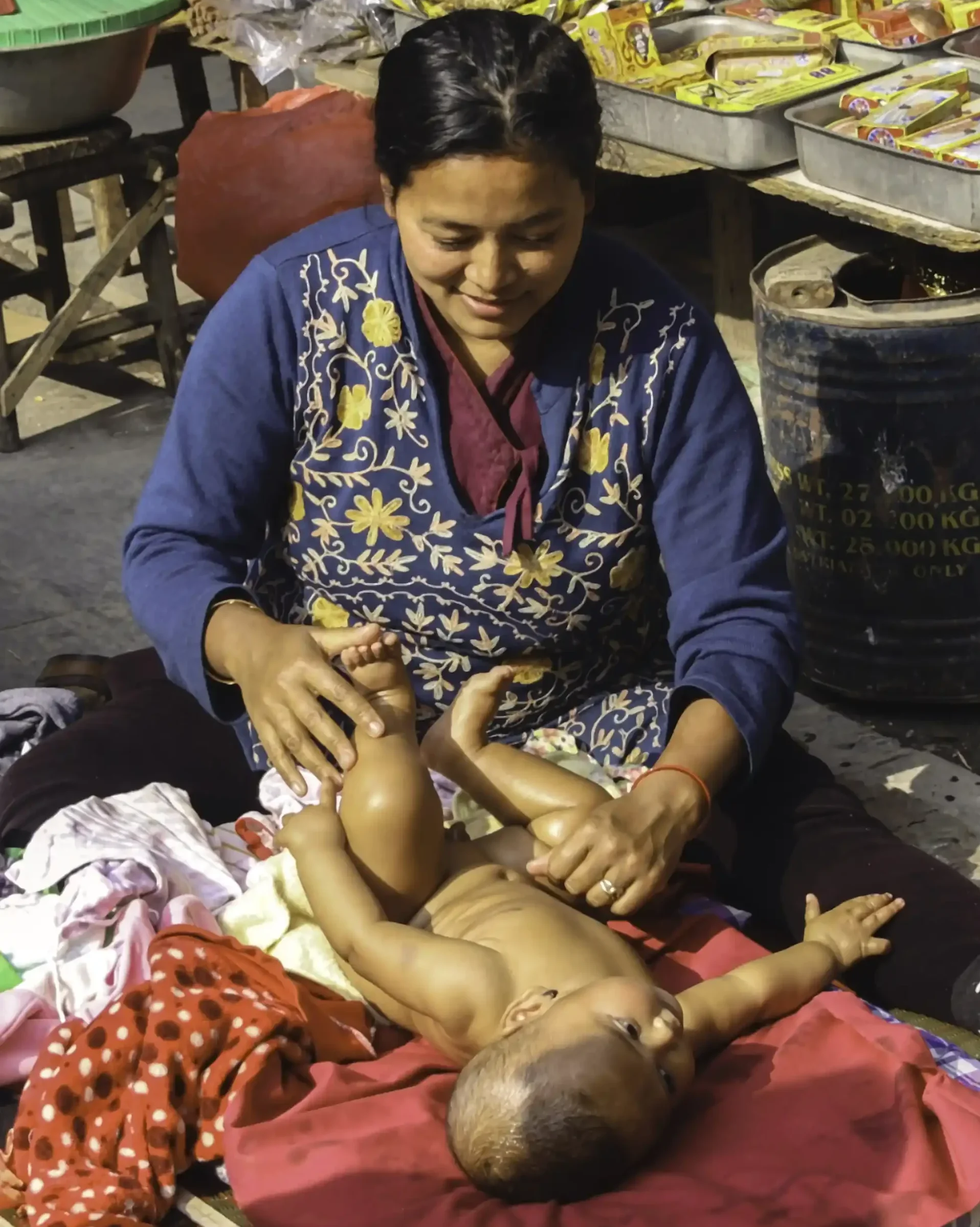Vida familiar de la cultura newari.