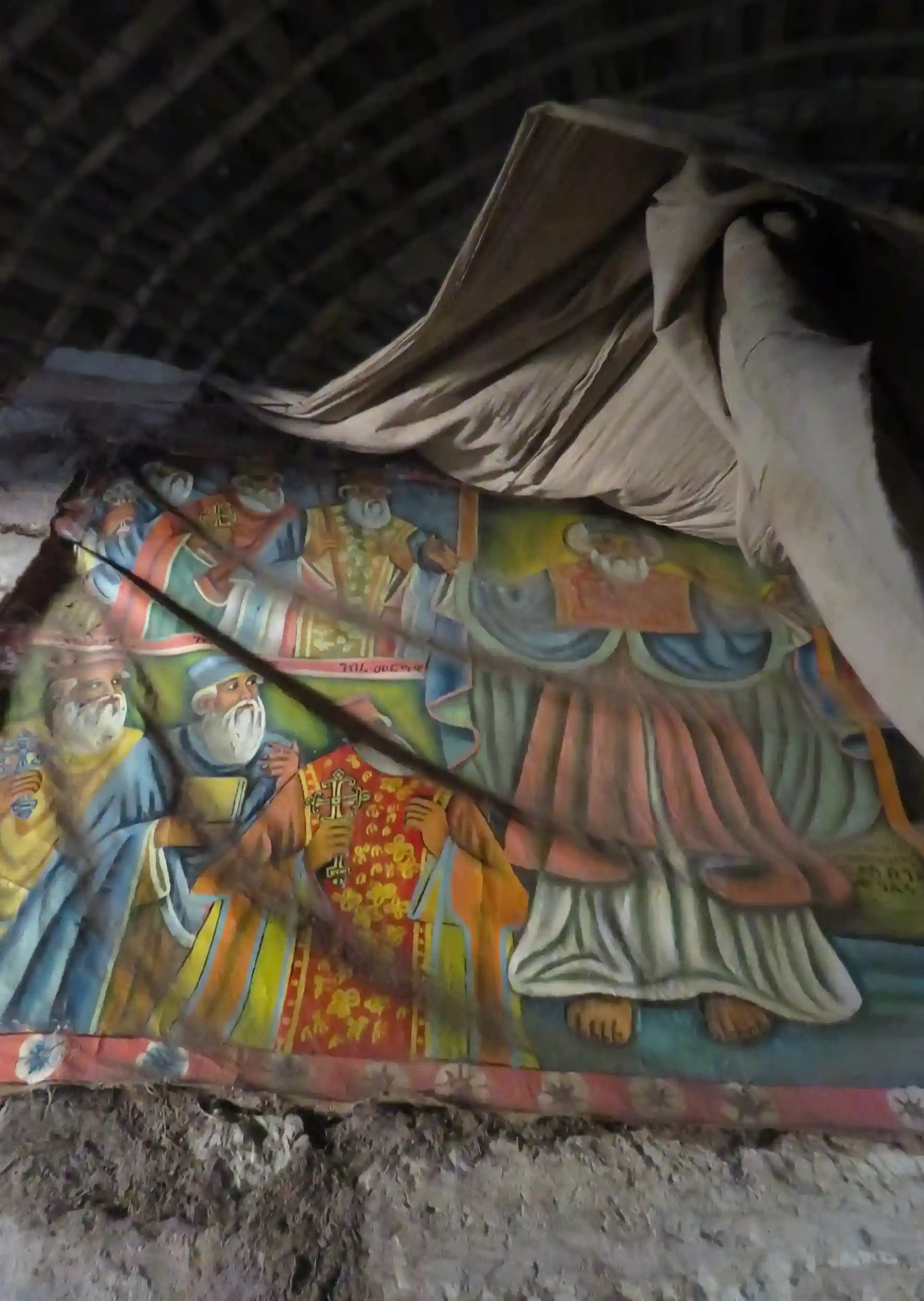 Pintura alusiva a la fundación del monasterio de Galila en el lago Tana.